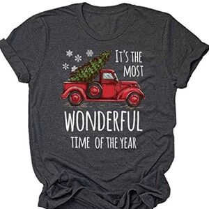 Gray Christmas Graphic T-Shirt size Large